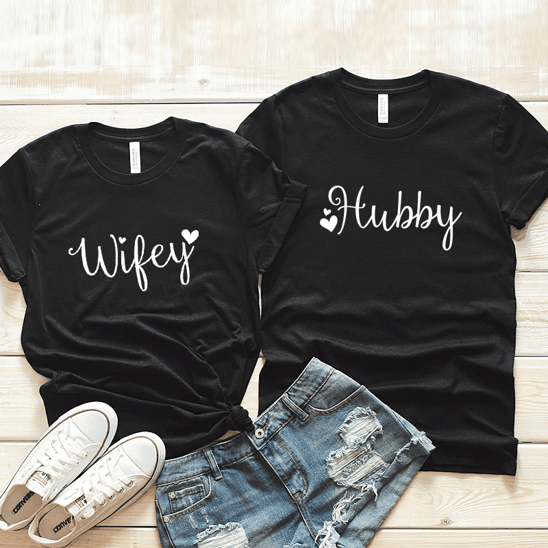 Paar T-Shirts Hubby & Wifey – Bild 6