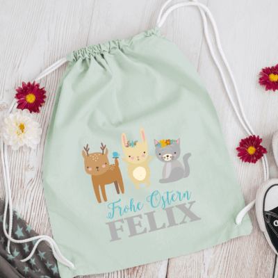 Osterkörbchen aus Stoff, Turnbeutel Ostern, personalisiertes Osternest, personalisiertes Osterkörbchen, Körbchen für Ostern, Osterkörbchen mit Name, Osternest mit Name