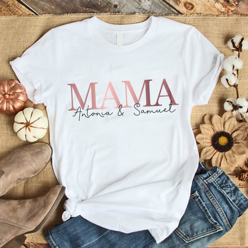 Mama T-Shirt mit Kindernamen, T-Shirt Mama, Mama personalisiert, personalisiertes T Shirt mit Namen, personalisiertes T-Shirt Mama, Muttertag Geschenk, Geschenk Mama personalisiert, Geschenk Muttertag personalisiert