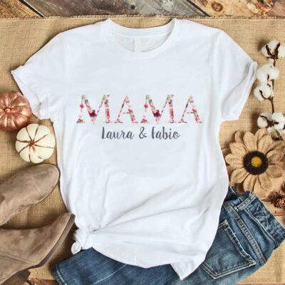 personalisiertes Damen T-Shirt "Mama" Flowerbomb aus 100% Baumwolle