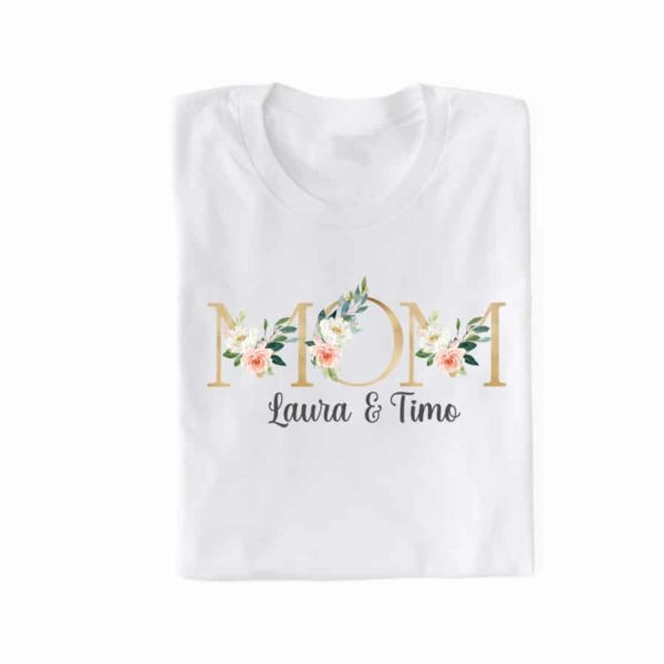 personalisiertes Damen T-Shirt "MOM" gold/modern aus 100% Baumwolle – Bild 2