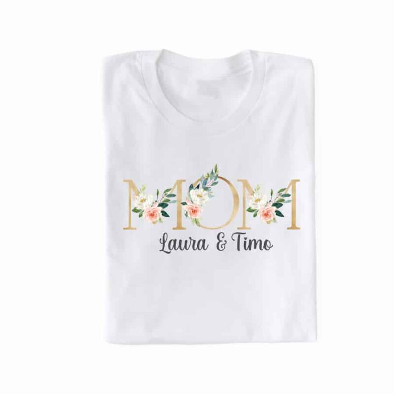 personalisiertes Damen T-Shirt "MOM" gold/modern aus 100% Baumwolle – Bild 2
