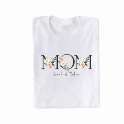 personalisiertes Damen T-Shirt "MOM" grau/modern aus 100% Baumwolle