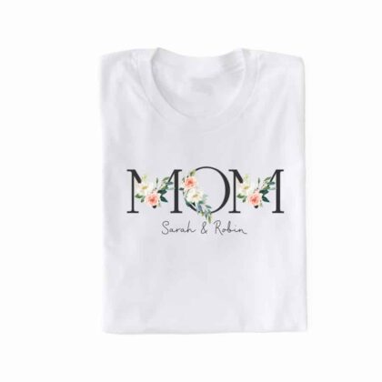 personalisiertes Damen T-Shirt "MOM" grau/modern aus 100% Baumwolle