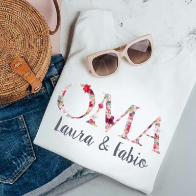 Personalisiertes Damen T-Shirt "Oma" Flowerbomb aus 100% Baumwolle