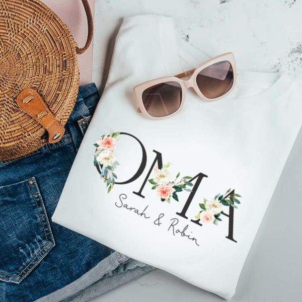 Personalisiertes Damen T-Shirt "Oma" grau/modern aus 100% Baumwolle – Bild 3