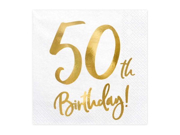 Papierservietten "50th Birthday" weiß