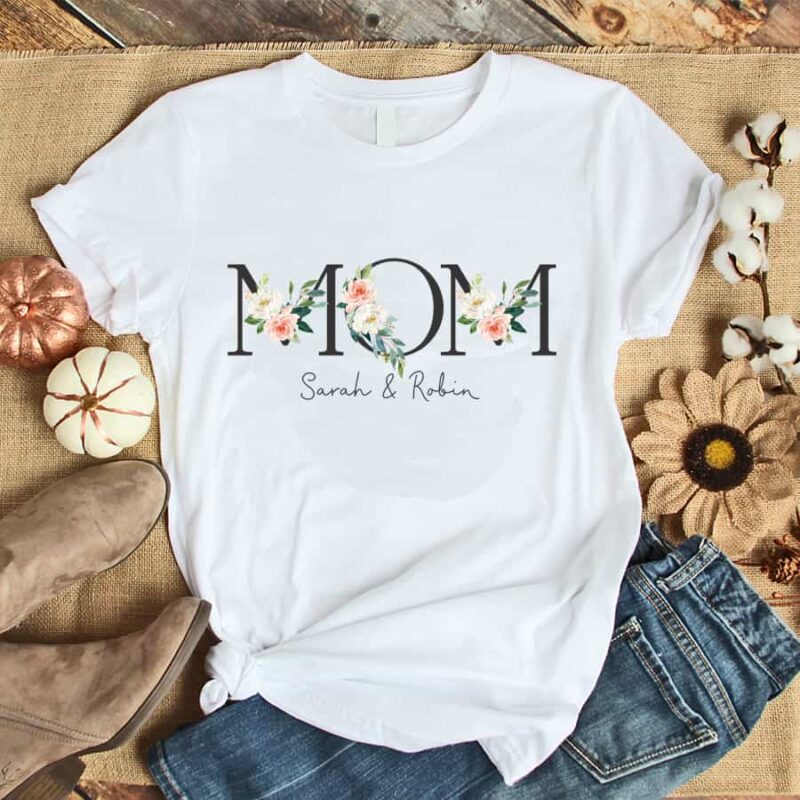 personalisiertes Damen T-Shirt "MOM" grau/modern aus 100% Baumwolle – Bild 3
