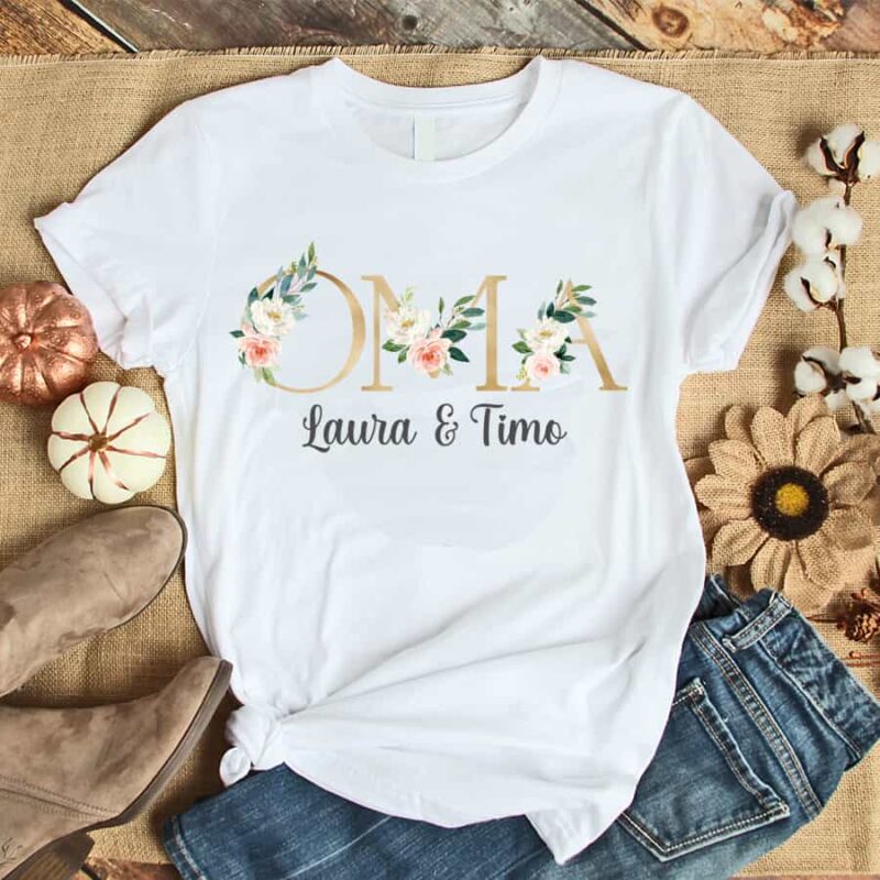 Personalisiertes Damen T-Shirt "Oma" gold/modern aus 100% Baumwolle – Bild 3