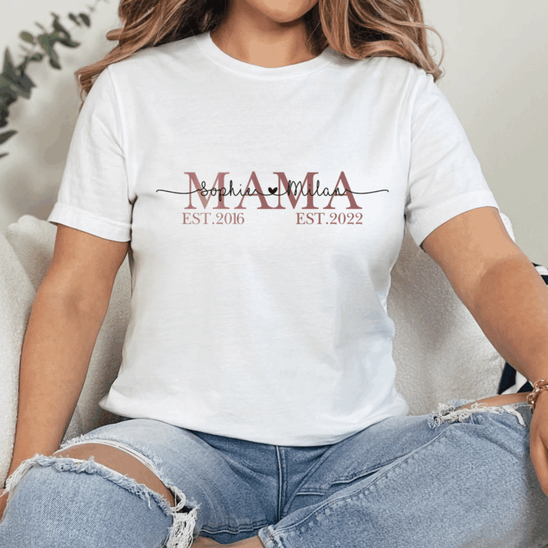 Mama T-Shirt mit Kindernamen, T-Shirt Mama, Mama personalisiert, personalisiertes T Shirt mit Namen, personalisiertes T-Shirt Mama, Muttertag Geschenk, Geschenk Mama personalisiert, Geschenk Muttertag personalisiert