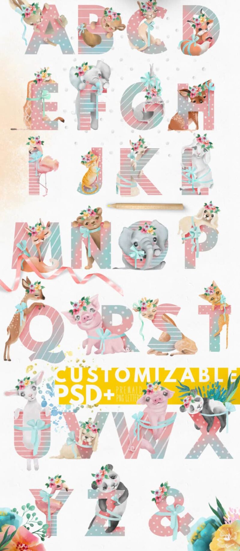 personalisierte Kosmetiktasche mit Name und Initiale Animals für Kinder – Bild 5