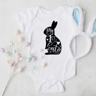 Babybody aus 100% Baumwolle mit Hase "My first Easter"