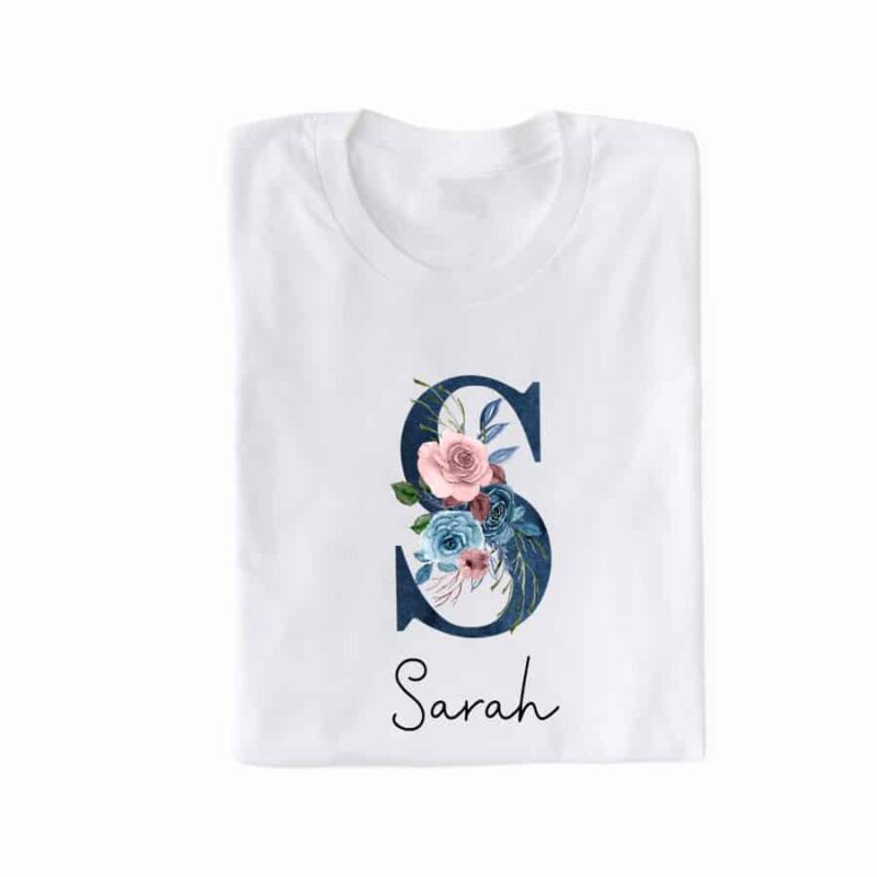 personalisiertes T-Shirt mit Name und Initiale Indigo – Bild 3