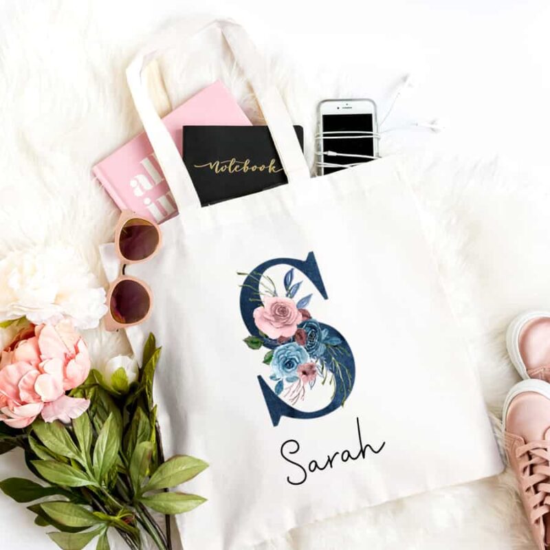 personalisierte Tasche mit Name und Initiale Indigo – Bild 2
