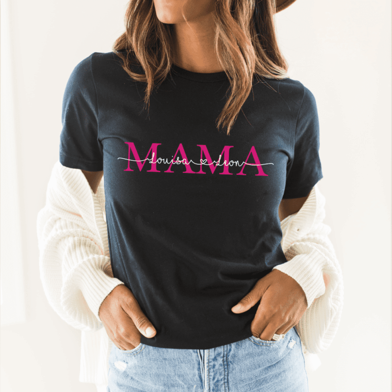Mama T-Shirt mit Kindernamen, T-Shirt Mama, Mama personalisiert, personalisiertes T Shirt mit Namen, personalisiertes T-Shirt Mama, Muttertag Geschenk, Geschenk Mama personalisiert, Geschenk Muttertag personalisiert