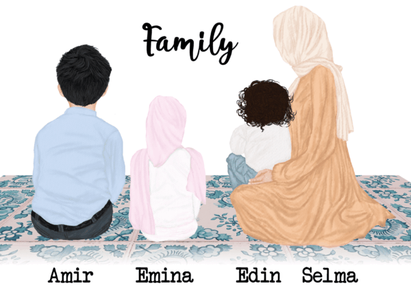 personalisiertes Poster für Mama mit Kindern Muslimisch – Bild 4