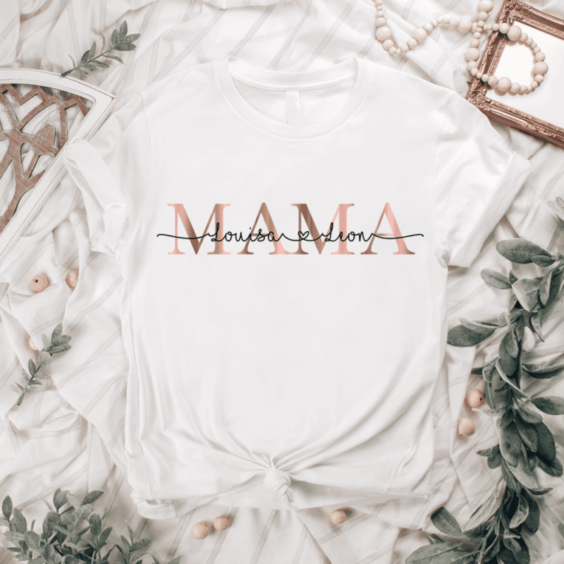 Mama T-Shirt mit Kindernamen, T-Shirt Mama, Mama personalisiert, personalisiertes T Shirt mit Namen, personalisiertes T-Shirt Mama, Muttertag Geschenk, Geschenk Mama personalisiert, Geschenk Muttertag personalisiert