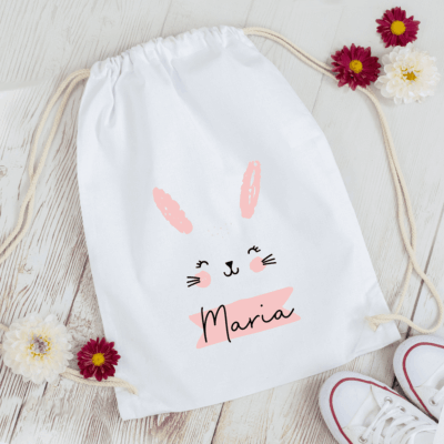 personalisiertes Osterkörbchen aus Stoff mit Name und Hasengesicht blau, Hasenkorb, Osternest personalisiert, Osterkörbchen personalisiert, Osterkörbchen personalisierbar, Osterkörbchen rosa, Obstkörbchen grün, Osterkörbchen mit Name personalisiert