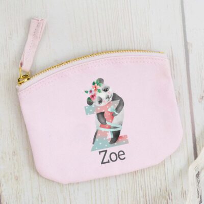 personalisierte Kosmetiktasche mit Name und Initiale Animals für Kinder