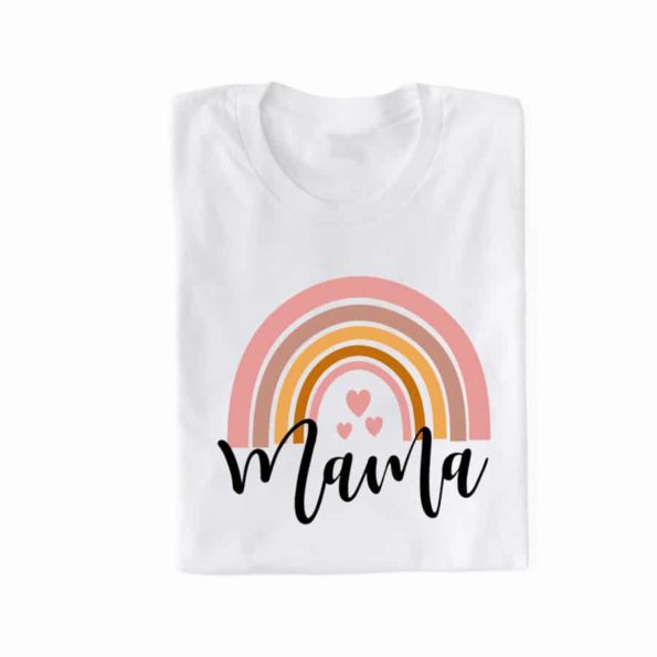 Mama T-Shirt Momlife mit Regenbogen aus 100% Baumwolle