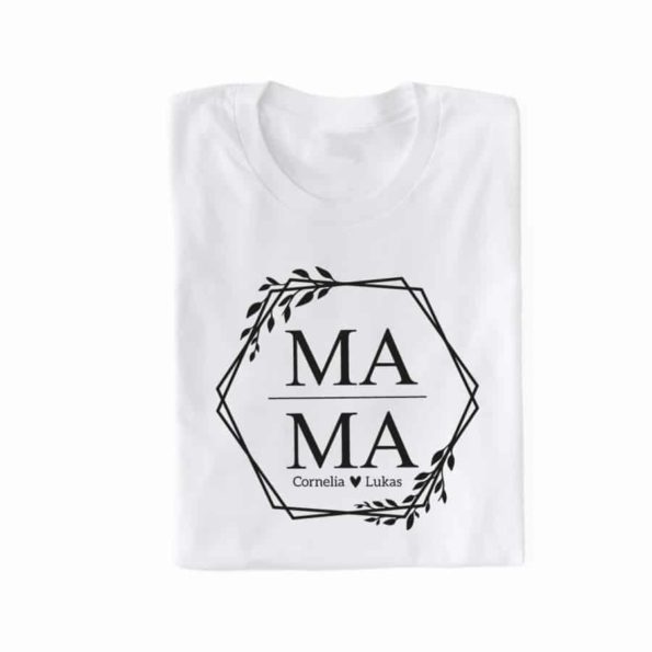 personalisiertes Mama T-Shirt mit Hexagon