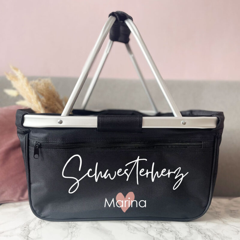 Schwester, Schwesterherz, Geschenk für die Schwester, Geschwister, Geschenk personalisiert, Geschenk mit Name, Einkaufskorb personalisiert, geschenk oma, Enkelkinder, Einkaufskorb Mama, Muttertags-Geschenk, Geschenk-Idee, Ideen Oma Geburtstag, Muttertag, Bestie, Beste Freundin, Arbeitskollegin, Geburtstag, Weihnachten, Weihnachts-Geschenk, hochwertig, Freundschaft