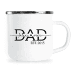 personalisierte Emaille-Tasse mit Kindernamen für Papa Super Dad