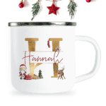 personalisierte Emaille Tasse Weihnachten Santa