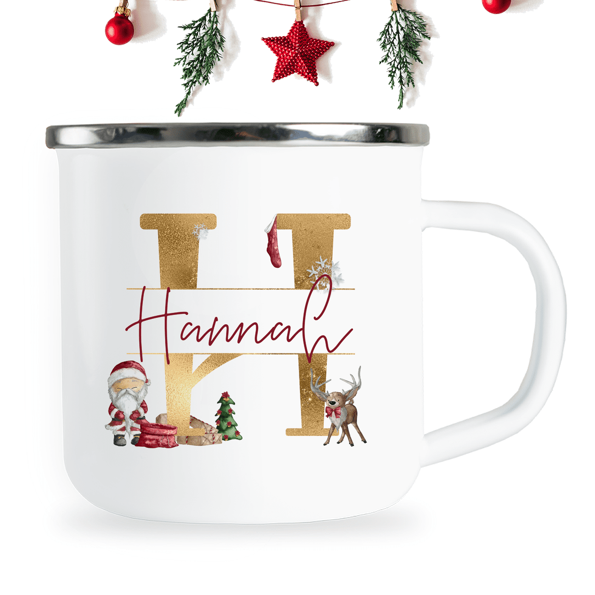 Nikolausgeschenk, Weihnachtsgeschenk , Wichtelgeschenk, Emaille-Tasse Weihnachten, Geschenksidee Kinder Weihnachten, Santa Tasse, Santa Emaille-Tasse, personalisiertes Geschenk Kinder, Geschenk beste FreundinEmaille-Tasse Kinder, personalisierte Tasse, personalisierte Emaille-Tasse, Trinkbecher Kinder, personalisierter Weihnachtsbecher, Kaffeetasse