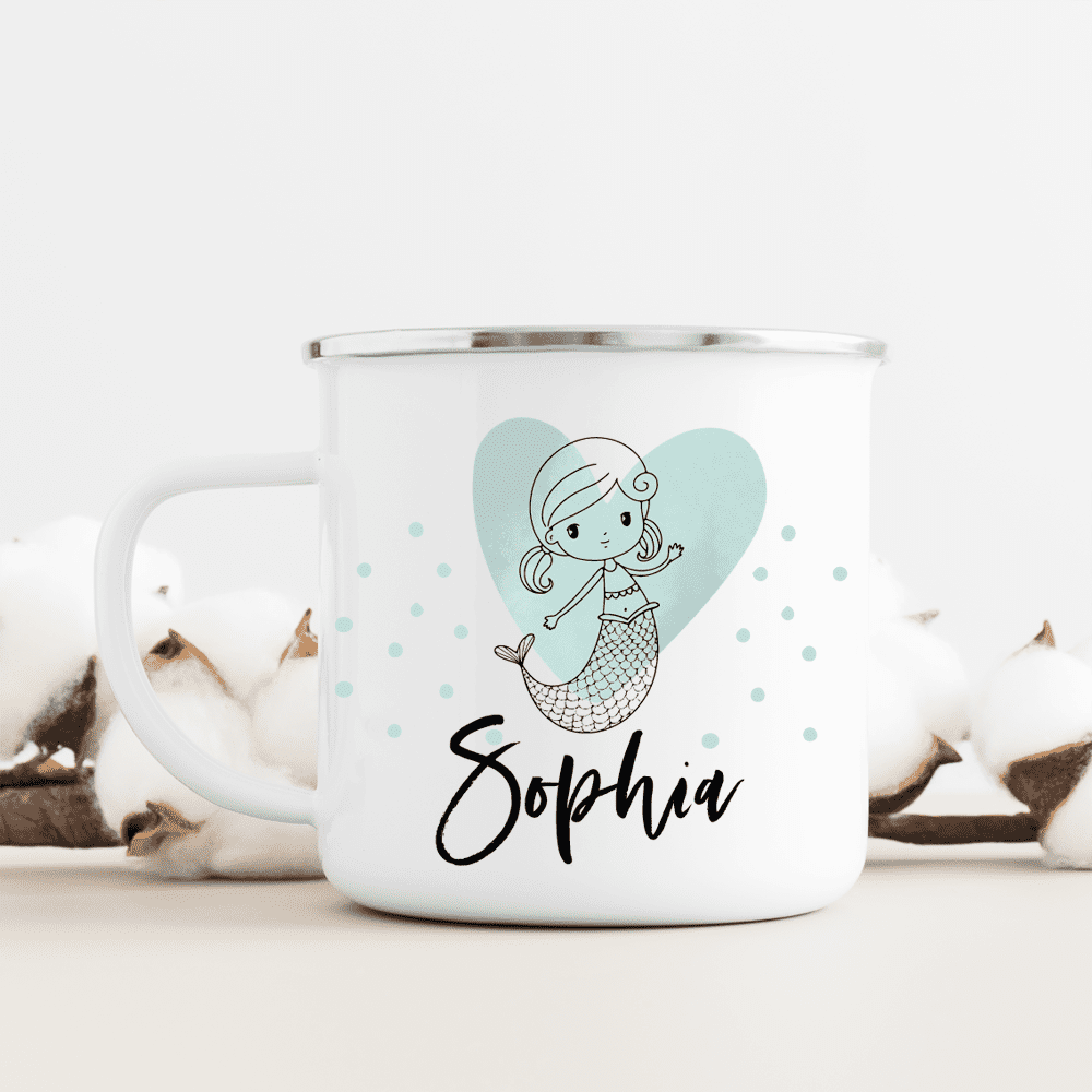 Kinderbecher, Emaille-Tasse, Trinkbecher, Kinder, personalisiert, mit Namen, Geschenk, Kind, Patenkind, Taufkind, Geburtstag, Weihnachten, Kindertasse, Emailletasse, Geburt