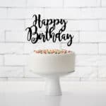 Happy Birthday Cake Topper Schwarz