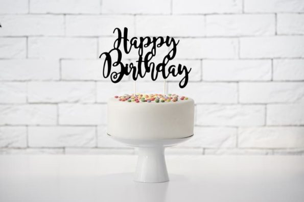 Happy Birthday Cake Topper Schwarz