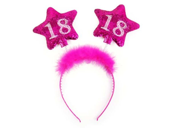 Haarreifen 18 pink mit Sterne