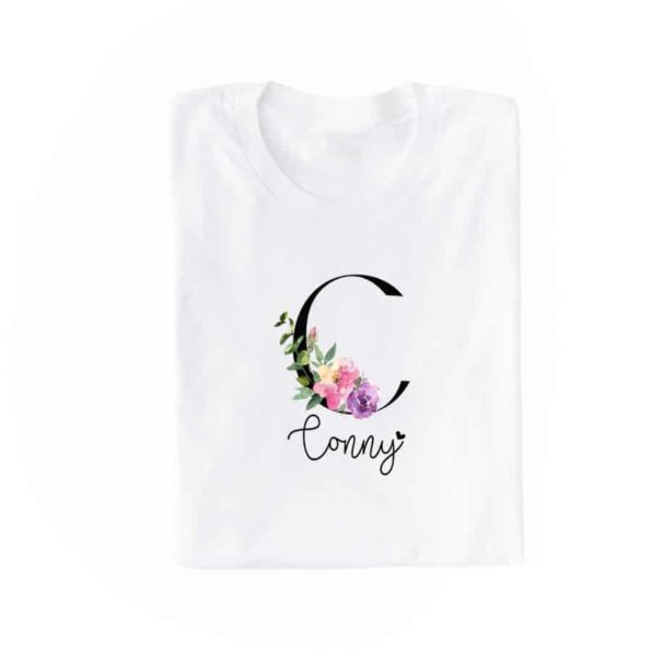 personalisiertes T-Shirt mit Name und Initiale PurpleBlush