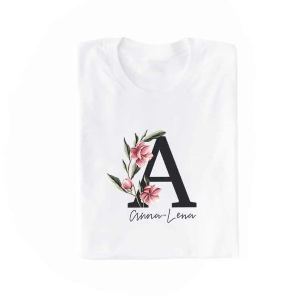 personalisiertes T-Shirt mit Name und Initiale Magnolia