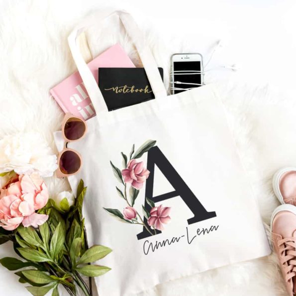 personalisierte Tasche mit Name und Initiale Magnolia