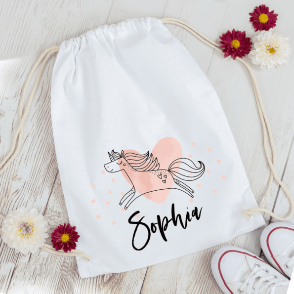 Kinder Turnbeutel Einhorn mit Name