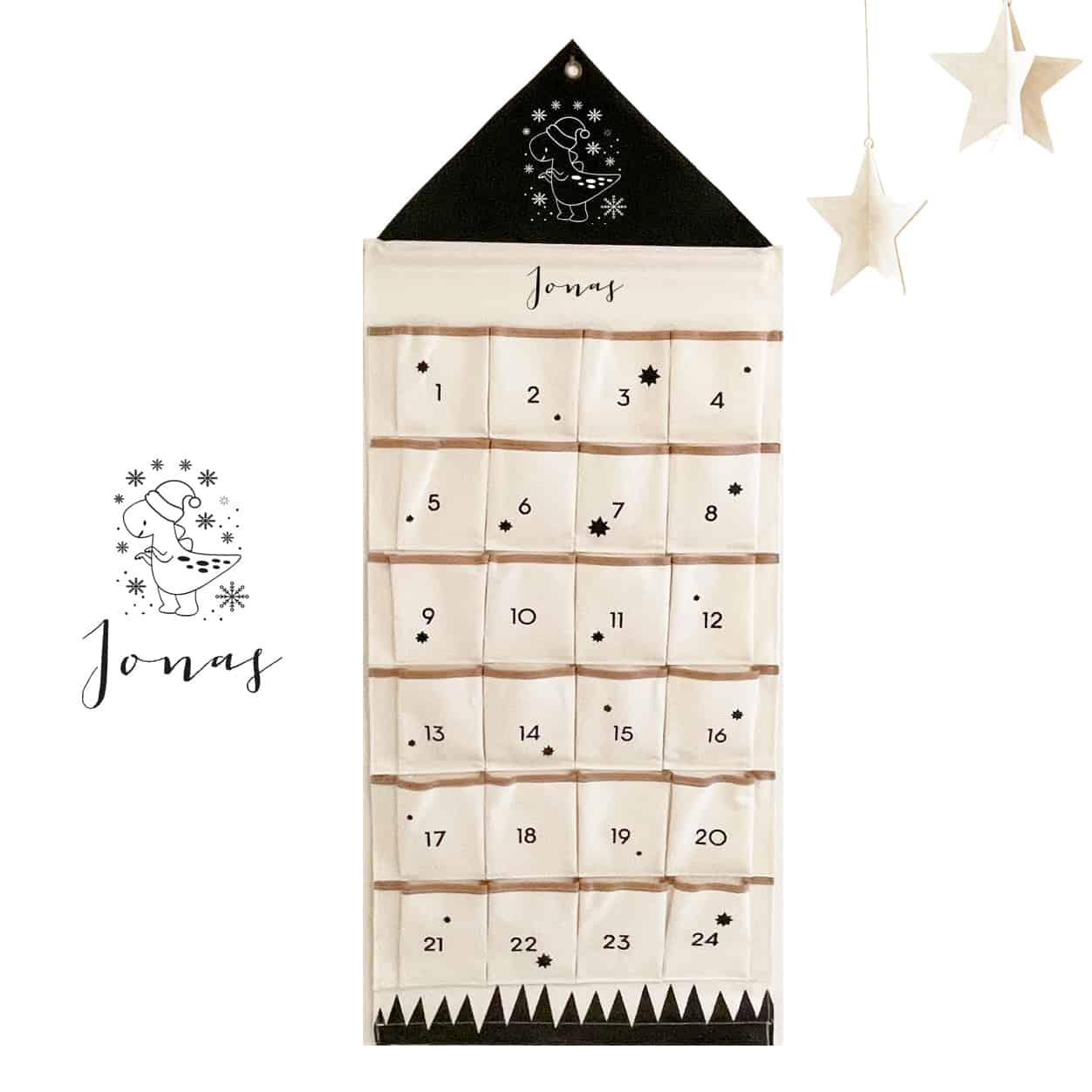 Dinosaurier, personalisierter Adventskalender aus Stoff mit Name , Adventskalender, Adventskalender Stoff, Geschenk Vorweihnachtszeit, Adventskalender für Kinder, Weihnachtsgeschenk Kinder, Weihnachten, Kalender, Kalender zum selber Befüllen, Adventskalender zum Befüllen, Adventskalender Säckchen, Adventkalender, Regenbogen