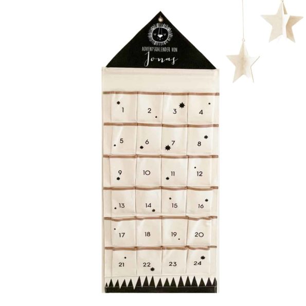 personalisierter Adventskalender aus Stoff mit Tiermotiv