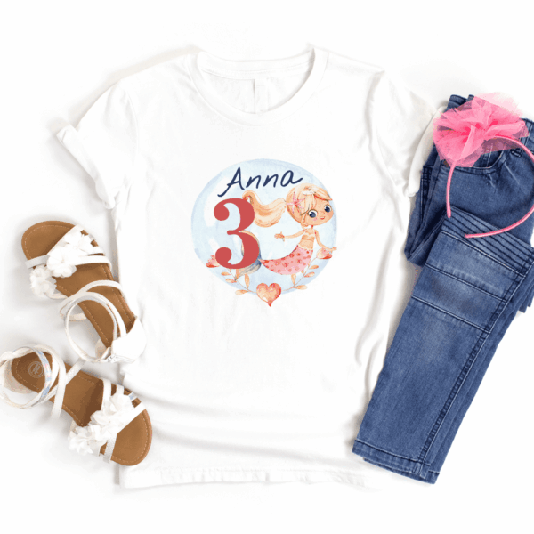 Kinder T-Shirt mit Name und Meerjungfrau , Kinder T-Shirt personalisiert, Kindergeburtstag, Geschenk mit Name, Geschenkidee Kinder, Geschenkidee Kind, T-Shirt Schulanfang, Geschenk Schulanfang, Geschenk mit Name, Geschenk mit Kinder T-Shirt mit Name und Meerjungfrau