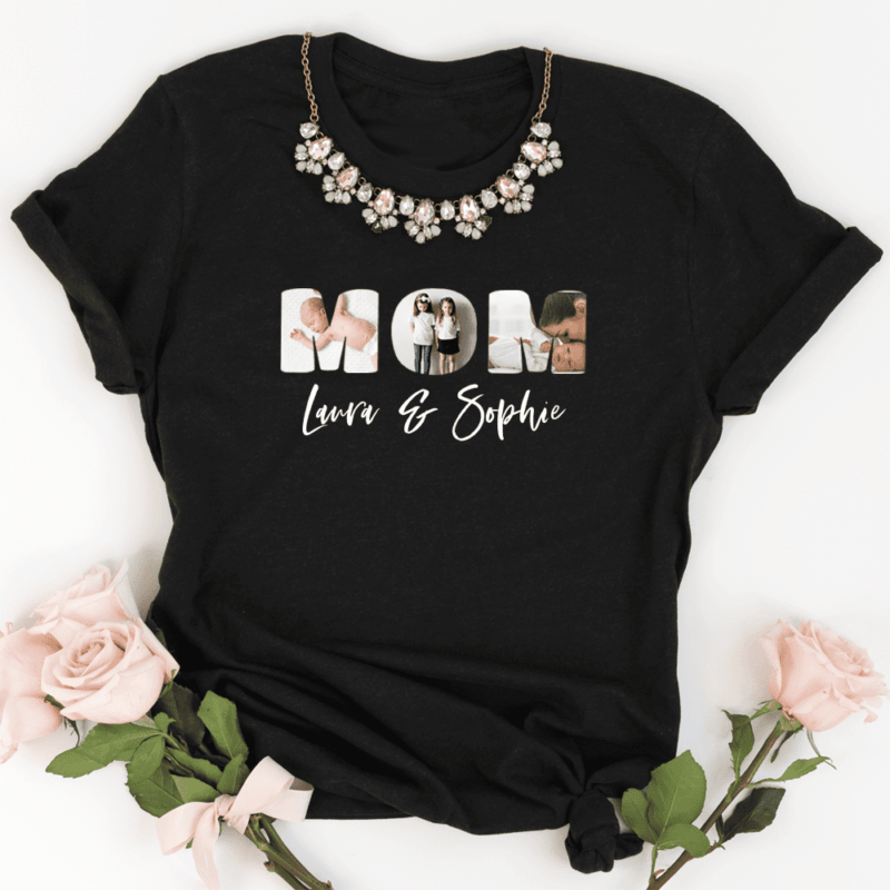Geschenk mit Foto, Fotogeschenk, Fotogeschenk Mama,Mama T-Shirt mit Kindernamen, T-Shirt Mama, Mama personalisiert, personalisiertes T Shirt mit Namen, personalisiertes T-Shirt Mama, Muttertag Geschenk, Geschenk Mama personalisiert, Geschenk Muttertag personalisiert Weihnachten Geschenk-Idee Kinder Oma