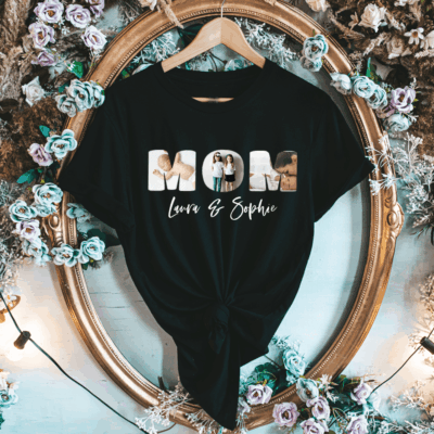 Mama T-Shirt mit Kindernamen, T-Shirt Mama, Mama personalisiert, personalisiertes T Shirt mit Namen, personalisiertes T-Shirt Mama, Muttertag Geschenk, Geschenk Mama personalisiert, Geschenk Muttertag personalisiert Weihnachten Geschenk-Idee Kinder Oma, Geschenk mit Foto, Fotogeschenk, Fotogeschenk Mama