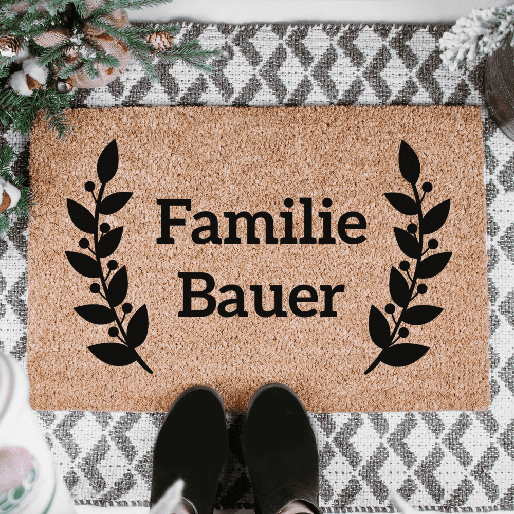 Fußmatte, personalisiert, Familie, mit Familien-Namen, Weihnachtsgeschenk, Einweihungsgeschenk, Geburtstag, Fußmatte Familie, Kokosfußmatte, Kokosfasern, Gravierte Geschenke, beste Freundin, Arbeitskollegin, Pärchen, Paare, Türmatte, Willkommensmatte, persönlich, individualisierbar