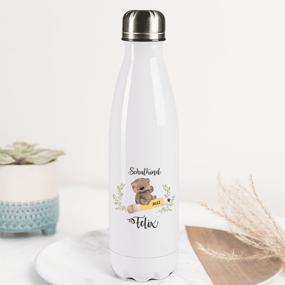 Edelstahl Trinkflasche mit Name, Trinkflasche personalisiert, Kinder Trinkflasche personalisiert, Kinderflasche mit Name, Edelstahl Flasche 500 Mililiter, Edelstahl Flasche personalisiert, Flasche für Kindergarten mit Name, Flasche für Schule mit Name, Schulanfang, Einschulung, Geschenk_Idee