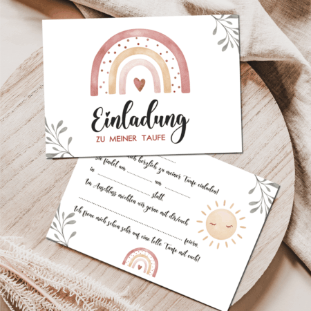 Einladung, Download, Digital, Taufe, Kinder-Geburtstag, Hochzeit, Regenbogen, Einladung zum selber Ausfüllen, Papeterie, Österreich, Tauf Dekoration, Einladungskarten, Hochzeit, Geburtstag, Kommunion, Firmung, Mädchen, Junge, Familie