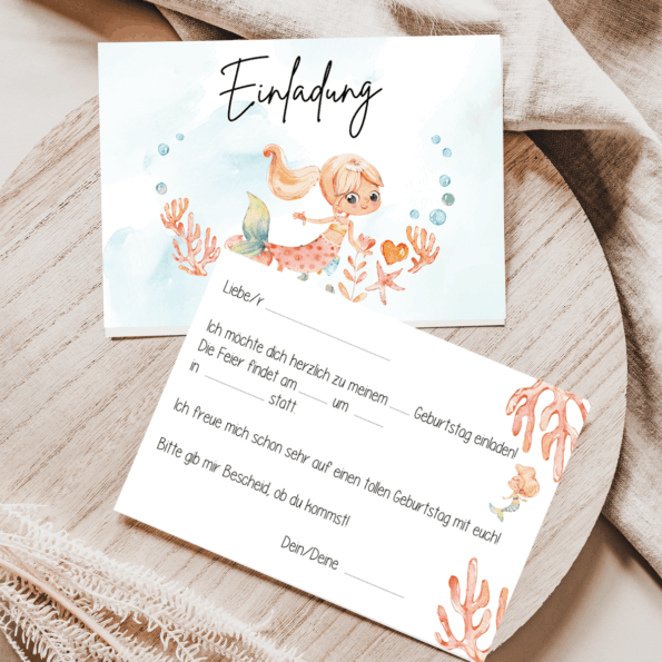 Einladung mit Name und Meerjungfrau