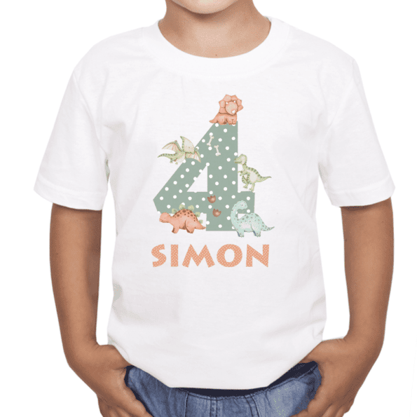 Kinder T-Shirt mit Name und Dinosaurier