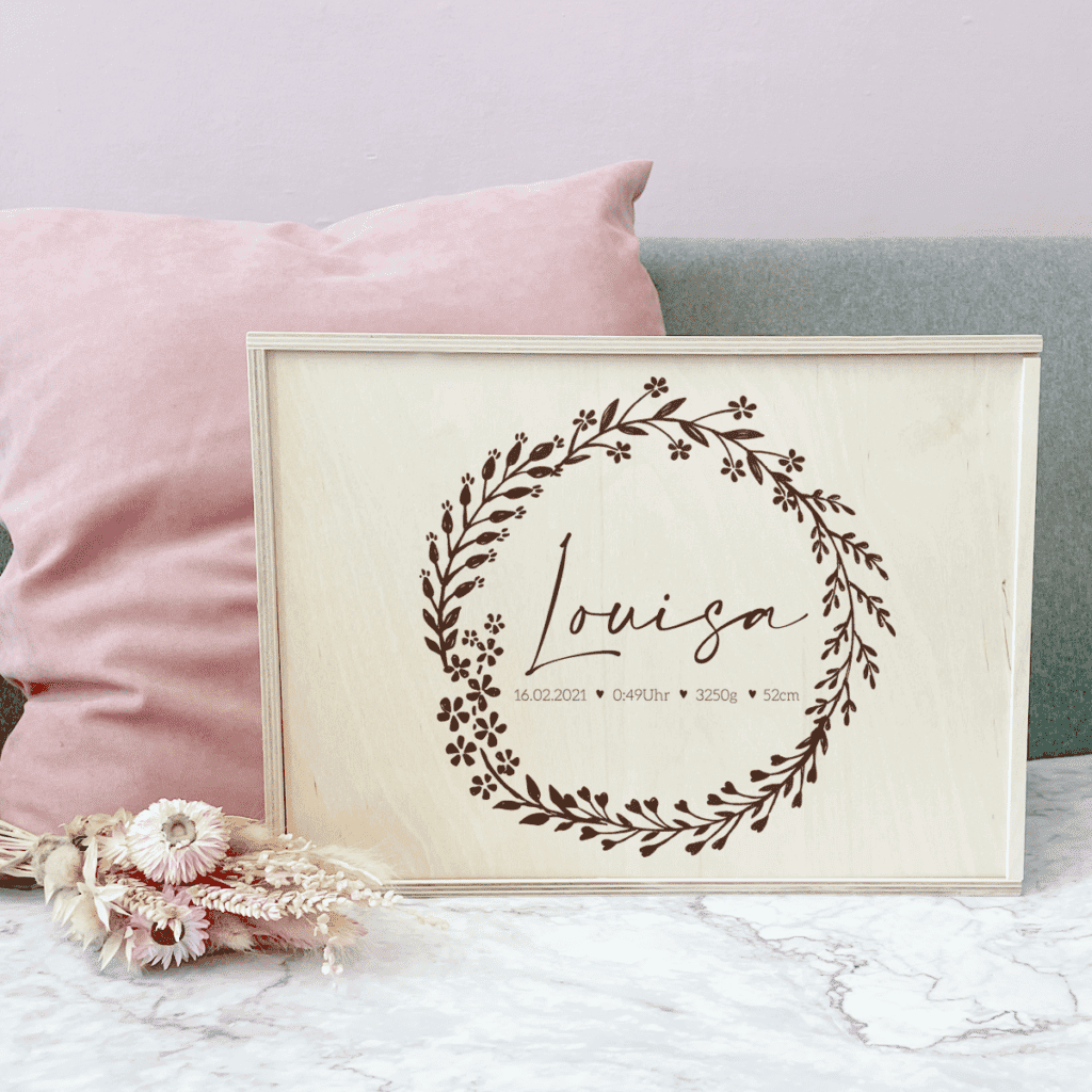 Erinnerungsbox, Erinnerungskiste, personalisiert, mit Name, Holzkiste, Holzbox, Kinder, Familie, Geburt, Taufe, Kindergarten, Schule, Baby, groß, XXL, Erstkommunion, Geschenk, Geburtstags-Geschenk, Erinnerung,