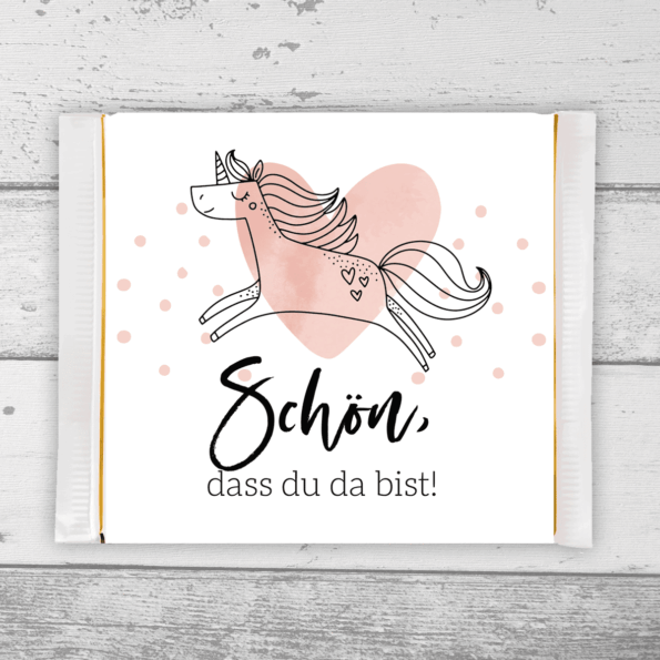 Schokoladenbanderole Einhorn mit Name