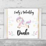 Schokoladenbanderole Einhorn mit Name